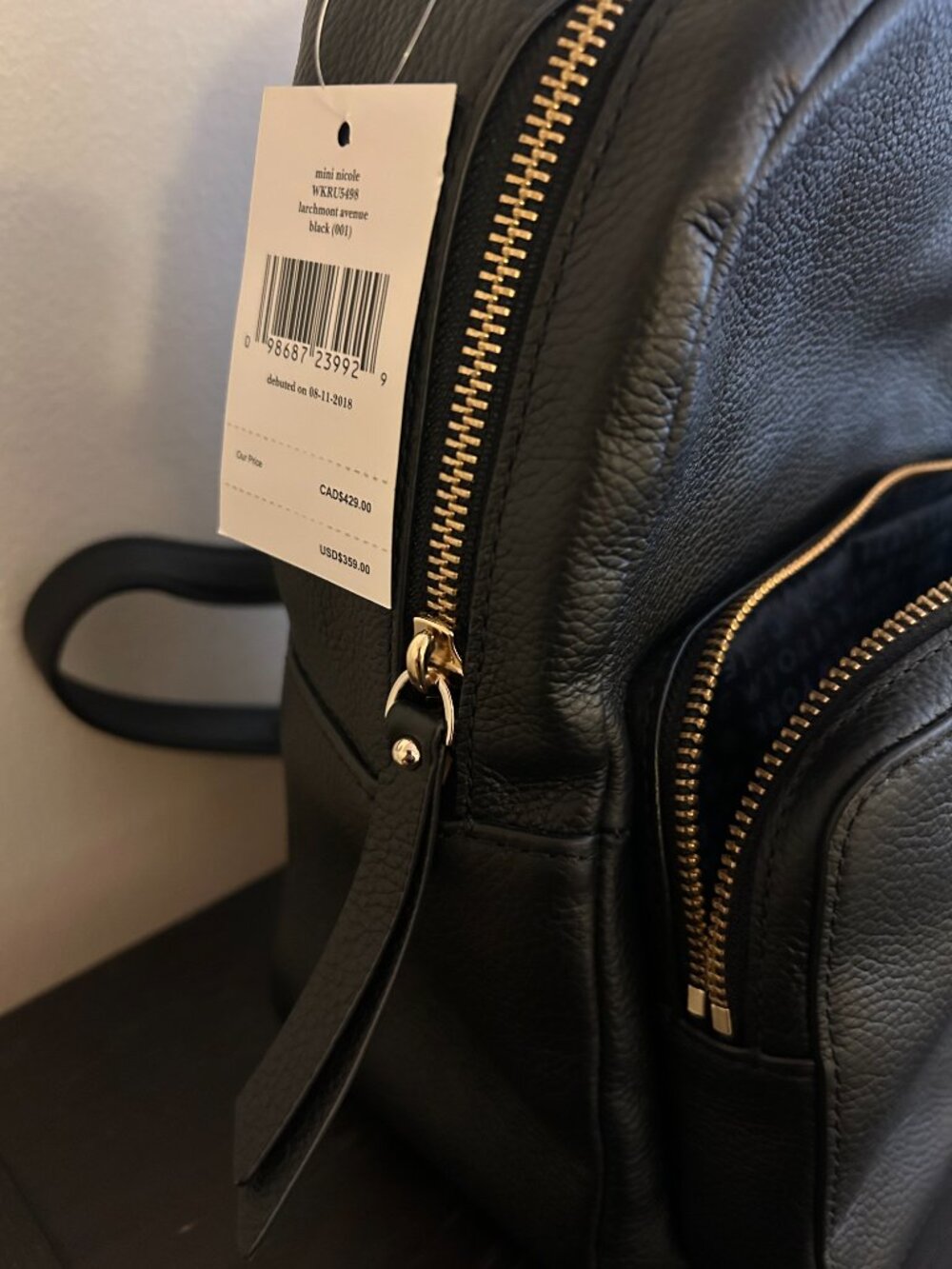 Kate Spade Mini Nicole Black Leather Backpack (NWT) - Picture 3 of 7